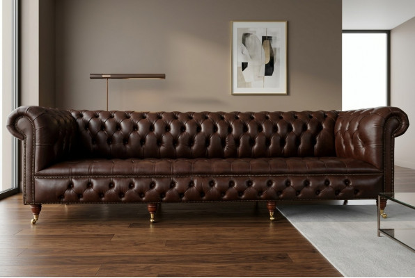 Brongt Chesterfield 4-Sëtzer Klassesch Luxus Barock Rokoko Sofa
