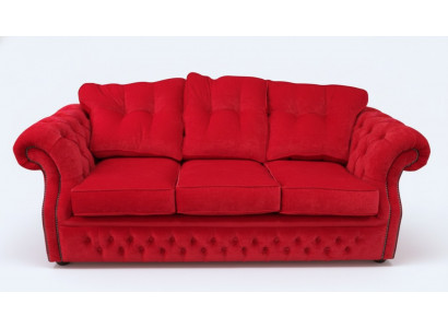 Rout Chesterfield Stoff Polster Dräisëtzer Wunnzëmmer Sofa Design