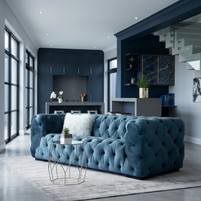 Chesterfield 3-Sëtz Moderne Luxus Couch Designer Wunnzëmmer Dräisëtzer