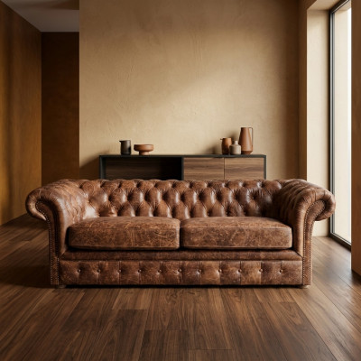 Brong Chesterfield 3 Sëtzer Klassesch Luxus Barock Sofa Textilleder Couch Stil
