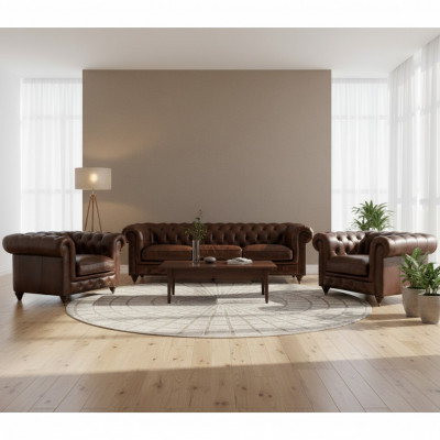 Sëtzgarnitur 3+1 Sëtzer Couch Polster Sëtz Chesterfield Couchen Textil Lieder Nei