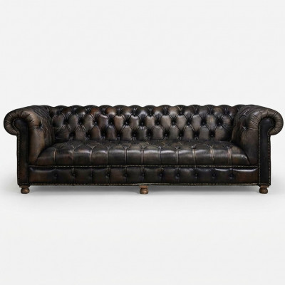 Klassesch Chesterfield Couche Schwaarz Englesch Wunnzëmmer Couchen