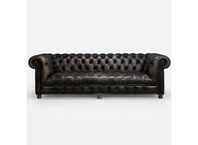 Klassesch Chesterfield Couche Schwaarz Englesch Wunnzëmmer Couchen