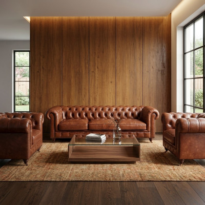 Sofagarnitur 3+1+1 Sëtzer Klassesch Luxus Chesterfield Sofa Lieder