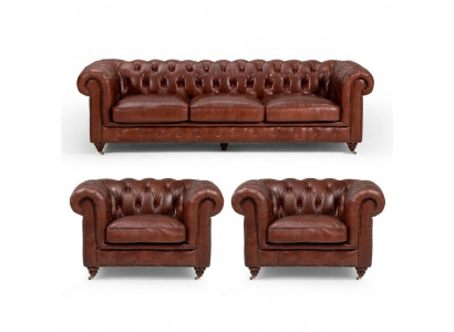 Sofagarnitur 3+1+1 Sëtzer Klassesch Luxus Chesterfield Sofa Lieder