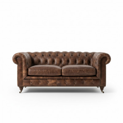 Braune Chesterfield Männerclub Sofa Couch Lieder Polster Drësëtzeger