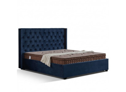 Kinneksblo Schlofzëmmer Bett Këssen Duebelbetter Chesterfield Design