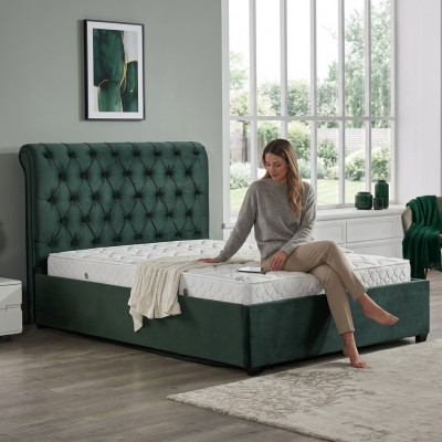 Modern gréngt Chesterfield Duebelbett Designer Luxusbetter