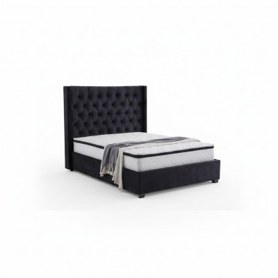 Modernt schwaarzt Chesterfield Luxusbett Textil Duebelbetter