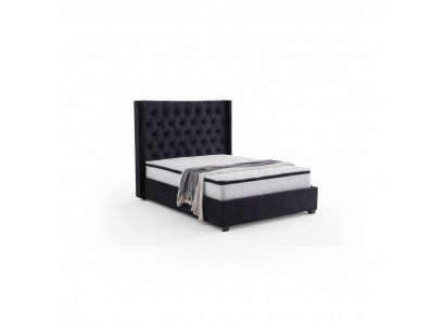 Modernt schwaarzt Chesterfield Luxusbett Textil Duebelbetter