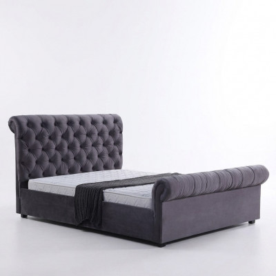 Design Chesterfield Bett Textilleder Hotel Better Schlofzëmmer Nei Samt Gepolssert