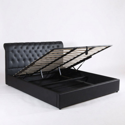 Schwaarzt Luxus Chesterfield Designer Duebelbett Gepolstert Bett