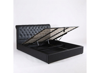 Schwaarzt Luxus Chesterfield Designer Duebelbett Gepolstert Bett