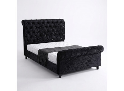Schwaarzt Schlofzëmmer Chesterfield Bett Eedelt Schlofzëmmer Bett