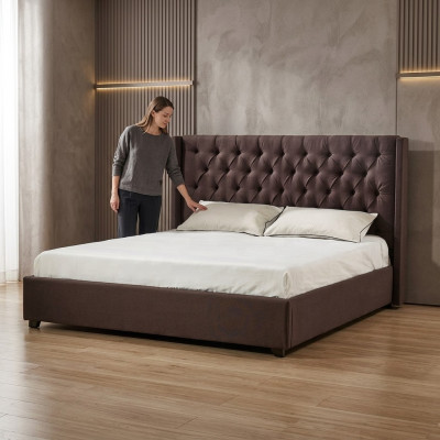 Schlofzëmmer Bett 200x200cm Gepolstert Better Chesterfield Textilstoff