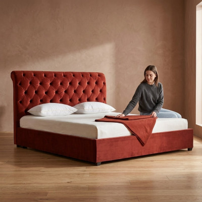 Kinnekrout-schlaafzëmmer Chesterfield Duebelbett Polsterbetter Luxus Design