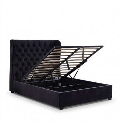 Schwaarzt Chesterfield Polsterbett Luxus Schlofzëmmer Deko Design Better Lieder