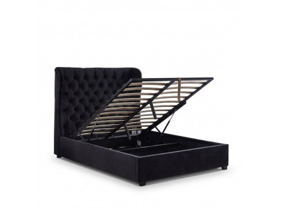 Schwaarzt Chesterfield Polsterbett Luxus Schlofzëmmer Deko Design Better Lieder
