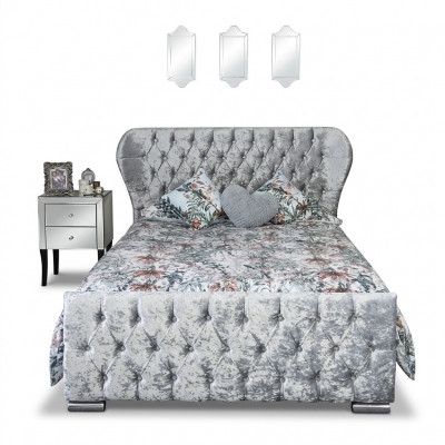 Chesterfield Design Samt Bett Luxus Textil Better Schlofzëmmer Duebel 200x200cm