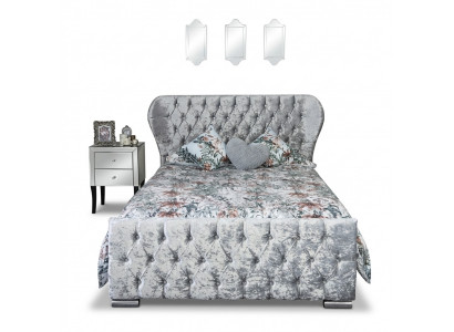 Chesterfield Design Samt Bett Luxus Textil Better Schlofzëmmer Duebel 200x200cm