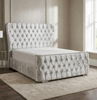 Chesterfield Bett Schlofzëmmer Better Textil 180x200cm Samt Grouss Hotel Better Nei