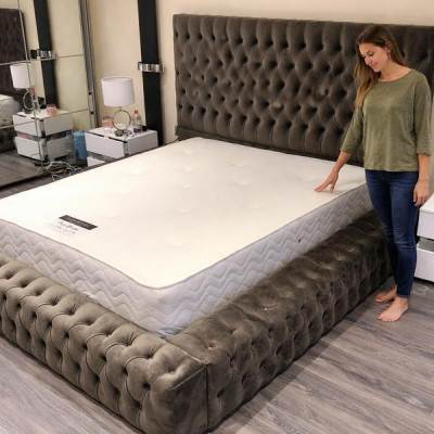 Chesterfield Textilbett Schlofzëmmer Better Duebel Gepolstert 140/160/180/200 cm