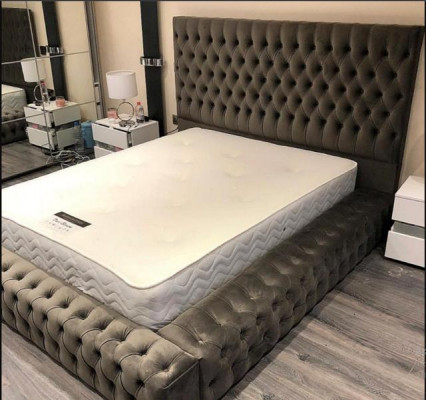 Chesterfield Textilbett Schlofzëmmer Better Duebel Gepolstert 140/160/180/200 cm