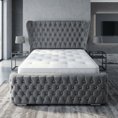 Chesterfield Stoffbett Schlofzëmmer Better Duebel Polster 140/160/180/200 cm