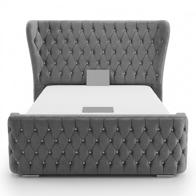 Chesterfield Stoffbett Schlofzëmmer Better Duebel Polster 140/160/180/200 cm