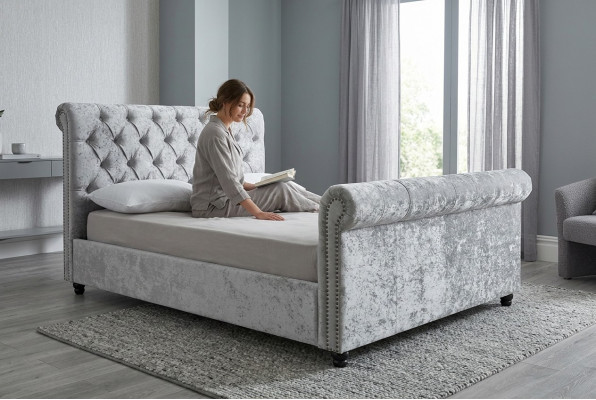 Design Chesterfield Bett Textil Samt Polster Lieder Hotel Better Schlofkummer Nei