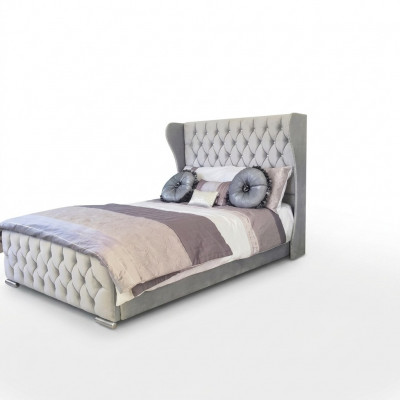 Chesterfield Design Bett Textil Samt Polster Lieder Hotel Better Schlofzëmmer Nei