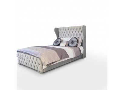 Chesterfield Design Bett Textil Samt Polster Lieder Hotel Better Schlofzëmmer Nei
