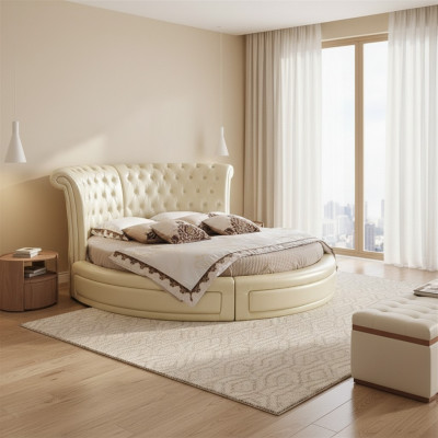Ronnen Bett Chesterfield Designer Rond Schlofzëmmer Textil Lieder Gepolsterte Better