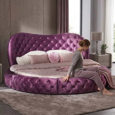 Ronnen Chesterfield Design Bett Schlofzëmmer Textil Lieder Polster Lila Ronn Luxus