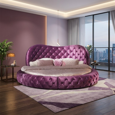 Ronnen Chesterfield Design Bett Schlofzëmmer Textil Lieder Polster Lila Ronn Luxus