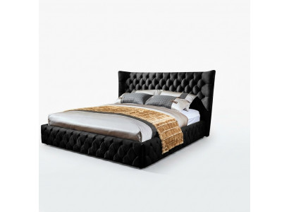 Chesterfield Schwaarzt Bett Schlofzëmmer Better Textil Samt Grouss Hotel Better