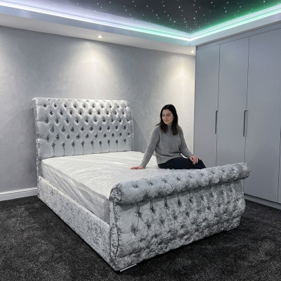 Samt Samt Chesterfield Design Bett Klassesch Bettgestell Polster Better Neien