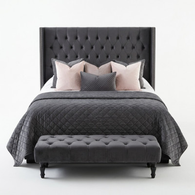 Grousst Stofferbett Chesterfield Design Gepolsterte Textil Designer Duebelbetter