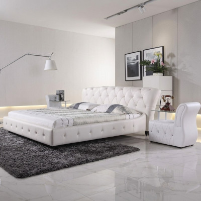 Wäisst Gepolstert Designer Chesterfield Bett Schlofzimmer Textilmobilier