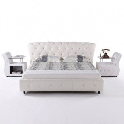 Wäisst Gepolstert Designer Chesterfield Bett Schlofzimmer Textilmobilier