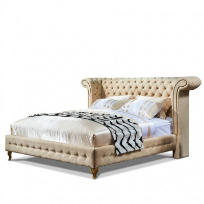 Chesterfield Design Polster Englescht Duebelbett Beige 140/160/180x200 cm