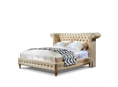 Chesterfield Design Polster Englescht Duebelbett Beige 140/160/180x200 cm