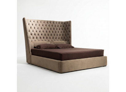 Englescht grousst Bett Chesterfield Duebelbett Designer Hotel Samt Miwwelen
