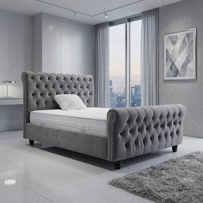 Chesterfield Bett Design Schlafzimmer Englisches Betten 200x200cm Textil Polster