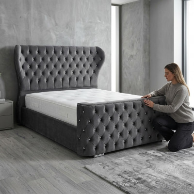 Grouse Chesterfield Bett Designer Schlofzëmmer Miwwelen Englescht Polster Bett