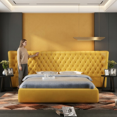 XXL Grouss Mauerpaneel Bett Chesterfield Hotel Luxus Design Better 200x200cm Nei