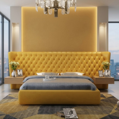 XXL Grouss Mauerpaneel Bett Chesterfield Hotel Luxus Design Better 200x200cm Nei