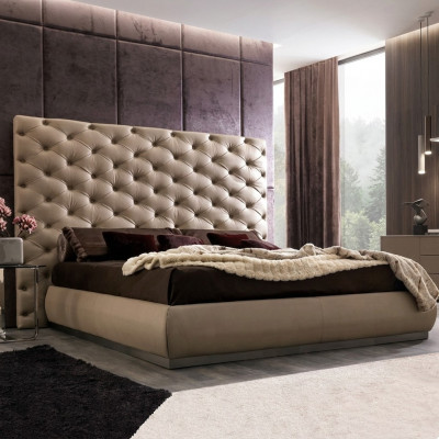 Beige Mauerpanneau Chesterfield Luxusbett Designer Duebelbetter