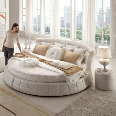Klassesch Rond Better - Rond Luxus Designer Bett Gestoppt Elegant Lieder Samt