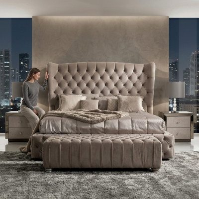 Echtes Chesterfield Bett Duebel Hotel Better Textil Polster 160x200cm Stoff Neien